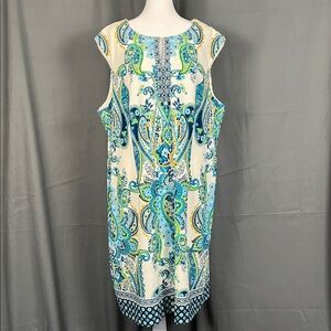 Elegant Blue Paisley Midi Dress